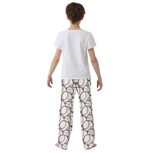 ZZXXB Baseball Funny Print Boys Long Pants Soft Trousers Elastic Waist Kids Lounge Bottoms with Pockets S-XL3