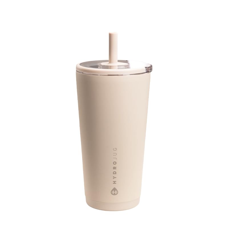 HydroJug Everyday Tumbler 20 oz – Ceramic-Lined Insulated Tumbler with Straw and Soft-Touch Lid, Cup Holder Friendly, Double-Wall Vacuum Insulation, Reusable Travel Cup – Dune-image-14