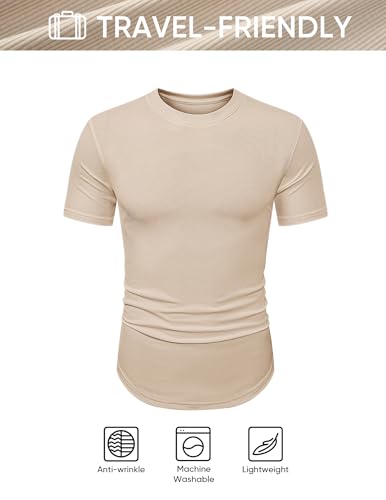 Image of JMIERR Mens Short Sleeve T Shirt Summer Muscle Slim Fitted Crewneck Longline Tees Shirts for Gym Workout