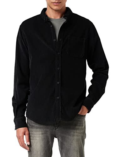 Urban Classics Herren Corduroy Shirt Hemd, Black, L