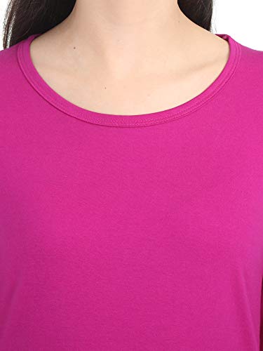 Image of FLEXIMAA Women's Cotton Plain Round Neck Full Sleeve T-Shirt