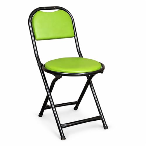 DTR Creation Foldable Metal Chair with Cushion Seat, Portable Folding Chair for Home, Office, Kitchen & Guest Seating, Strong Metal Frame, Space Saving Design, Comfortable Padded Seat – Green