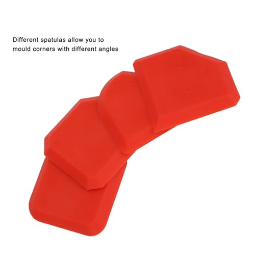 Image of 4 PCS Caulking Tool Kit, Silicone Tool, Caulk Smoothing Tool, for Kitchen Bathroom Floor Window Sealant Sealing Sink Joint, Red