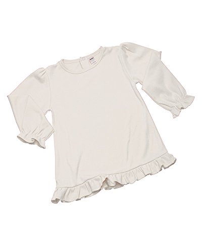 Monag Frill Long Sleeve T-Shirt, Blank Long Sleeve Ruffle Tshirt, 2y White
