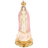 ELAYARD Figura Virgen de Fátima en Resina, Decoración Religiosa para Mesa y Escritorio, Estatua Color Rosa 1 Pieza, Adorno Católico para Hogar, Oficina E Iglesia, 20 Cm