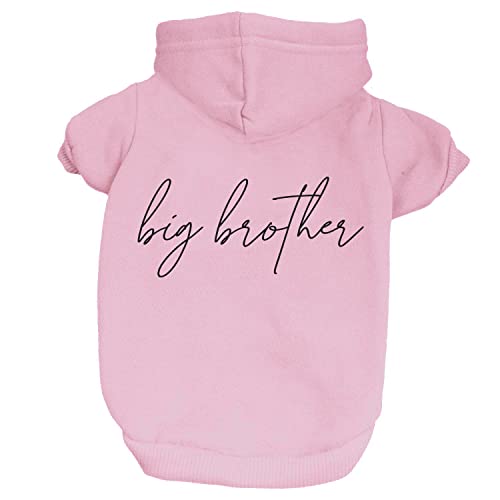 Big Brother Dog Hoodie Fleece Lined Pullover Sweatshirt with Leash Hole (Baby Pink, Large 774)