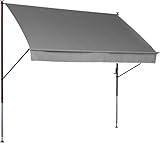 Angerer Klemmmarkise Style mit Handkurbel, Terrasse/Balkon, einfache Montage ohne Bohren, Made in Germany, hochwertiger Stoff, UV-beständig, höhenverstellbar, wasserabweisend, 300 cm Grau
