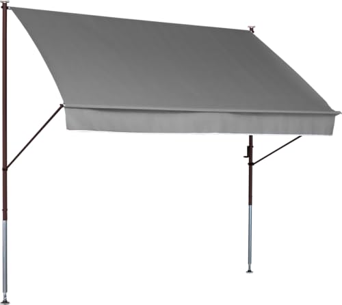 Angerer Klemmmarkise Style mit Handkurbel, Terrasse/Balkon, einfache Montage ohne Bohren, Made in Germany, hochwertiger Stoff, UV-beständig, höhenverstellbar, wasserabweisend, 300 cm Grau