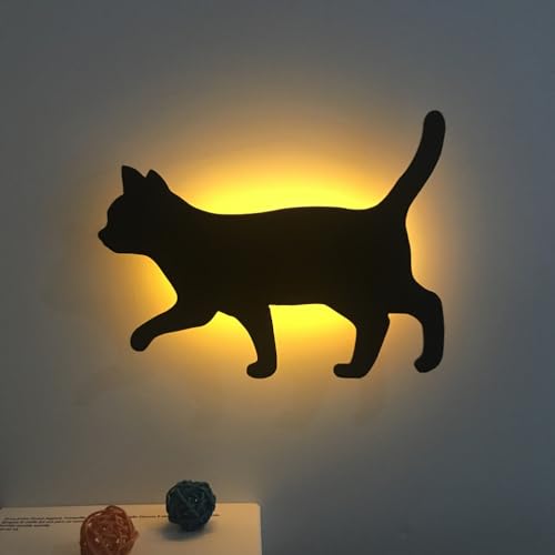 LEDMOMO Lampe de chevet à LED pour chat à commande vocale Veilleuse Silhouette Lampe murale...