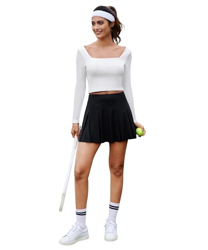 Pleated Skirts for Women High Waisted Tennis Golf Skirt with Shorts Pockets Athletic Pickleball Mini Skort4