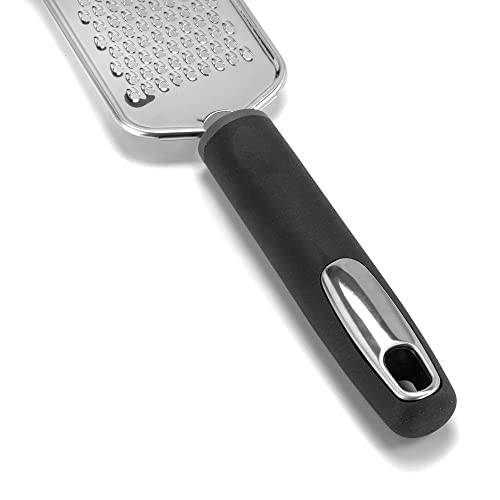 Dominion Cheese Grater Stainless Steel - Durable Rust-Proof Metal Lemon Zester Grater With Handle - Flat Handheld Grater For Cheese, Chocolate, Spices, And More - Black / Stainless Steel, 10 Inch #TOP5