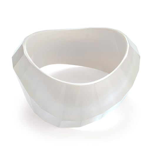 Bracelet jonc en résine acrylique blanche pour femme au design géométrique