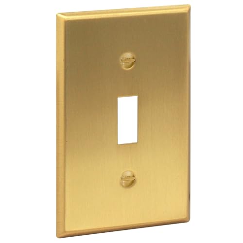 Rio Salto BRASS Toggle Light Switch Cover Plate Flip Switch Plate Outlet Covers Wall Plates 1 Gang Brushed Brass Gold Metal — Signature Collection, Standard Size 2.75" X 4.50" by Rio Salto - Used condition - US$13.73