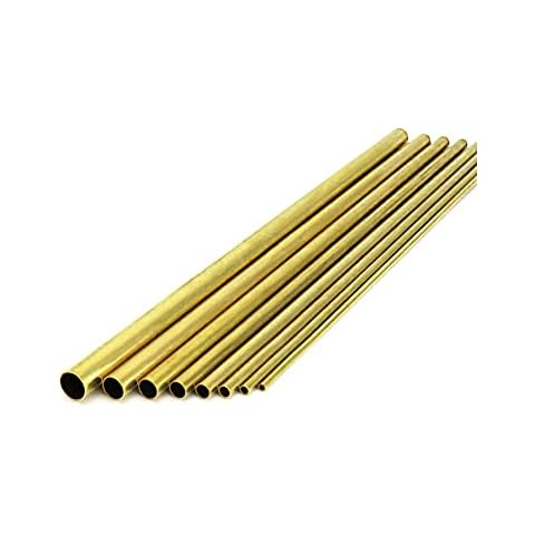 QWORK Messing Rohr, 2mm 3mm 4mm 5mm 6mm 7mm 8mm 10mm, OD x 0.5mm Wandstärke, 300mm Länge, lötfreier Rundschlauch, 8 Stück Cover