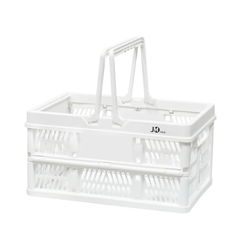Image of 20 L Collapsible Shopping Basket, plastic basket, Basket with Handle, M (White)