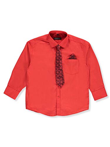 Kids World Big Boys' Dress Shirt & Tie - red, 183