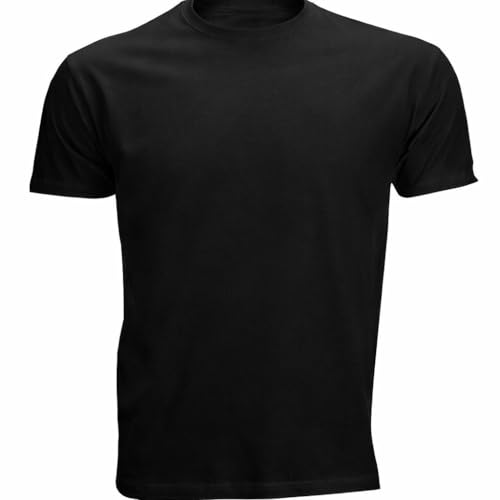 MFAZ Morefaz Ltd Mens Classic Premium 100% Cotton T-Shirt 160 g/m Crew Neck Double Stitched Fabric & Durable Stitching (UK Alpha One Size XXL Regular Regular Black)