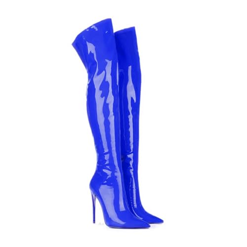 Image of Thigh high boots for women striped Back zipper Burgundy Zebra Print Over the knee Sexy gold white pointed toe Cow Print leopard Magenta stiletto heel