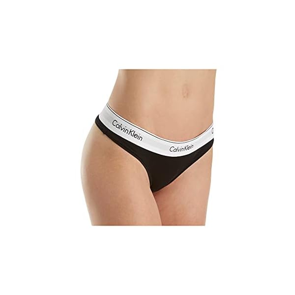 Calvin-Klein-Womens-Modern-Cotton-Thong-Panty Calvin Klein Women's Modern Cotton Stretch Thong Panties, Black, Medium