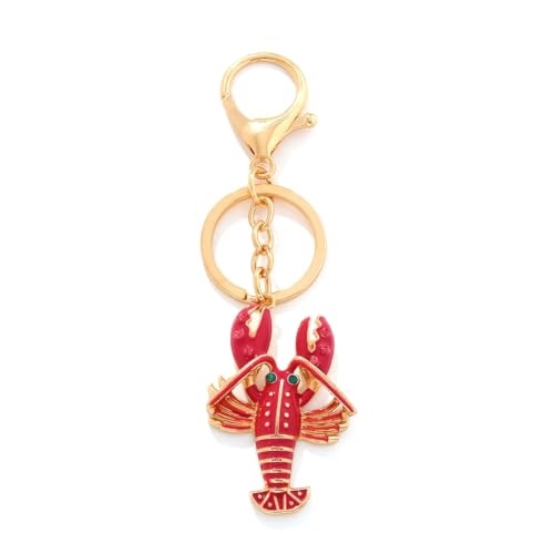 COLORFUL BLING Lobster Keychain Cute Red Crayfish Crab Keychain Ocean
