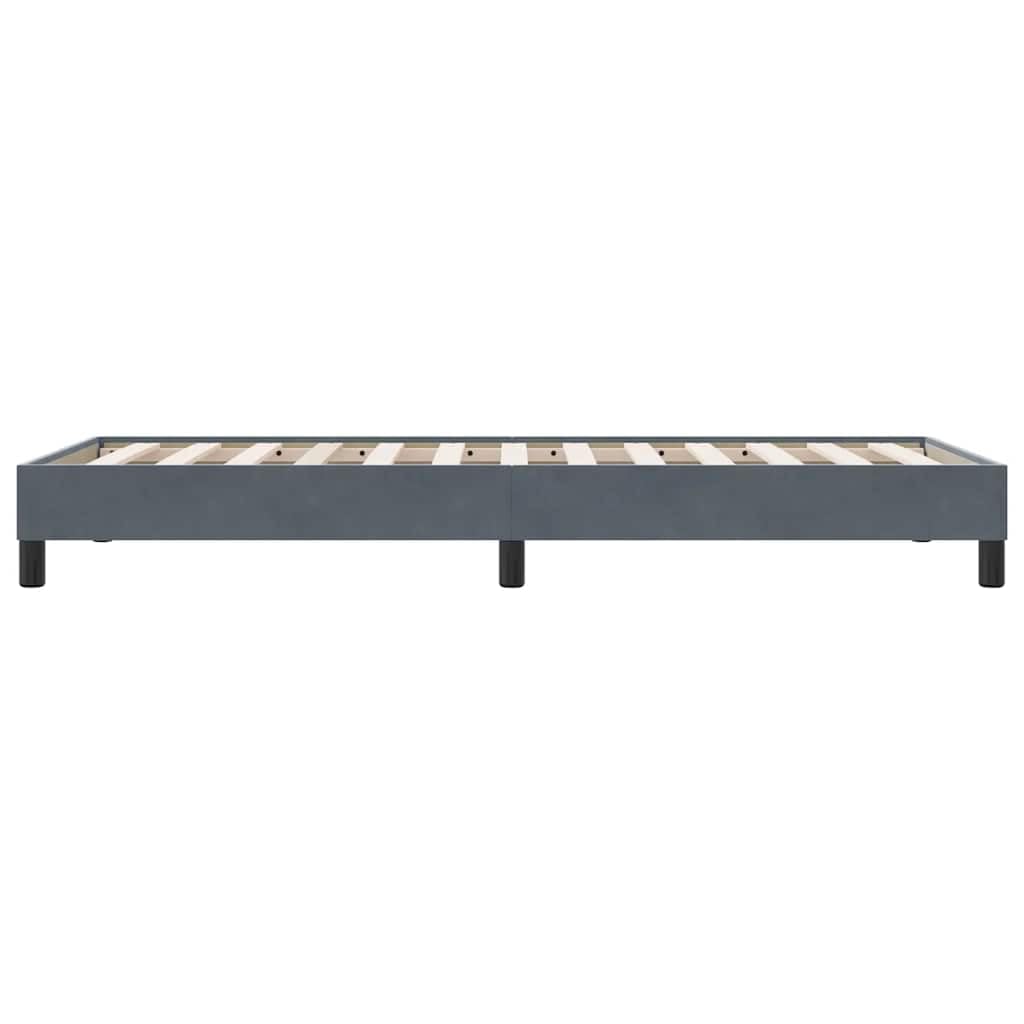 Dunkelgraues Samt Bettgestell 80x220 cm, Modernes Platform Bett für Schlafzimmer, Stabiler Lattenrost, Langlebige Holzwerkstoff Konstruktion, Komfortables Möbelstück