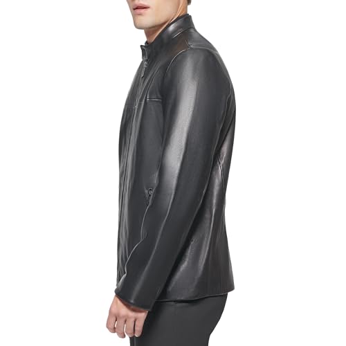 Image of DKNY Men's Modern Lamb Leather Racer Jacket