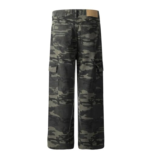Jeans Pants Trousers Denim Retro Camo Street Trendy Multi Pocket Loose Straight Casual Commuting for Men4