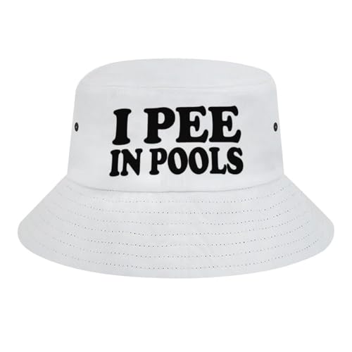 I Pee in Pools Funny Bucket Hat for Men Women Packable Fisherman Hat Sun Cap Outdoor Travel Beach Caps