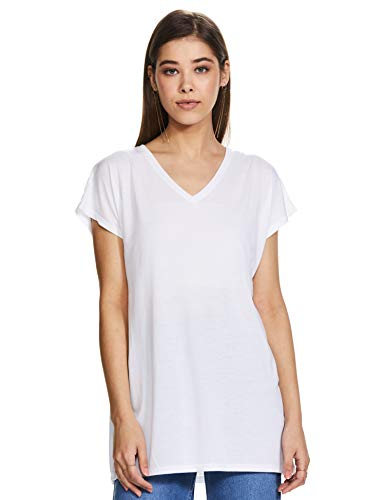 Image of Marks & Spencer Womens Solid Polyester Blend V-Neck Relaxed Fit T Shirt