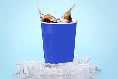 Plastic Reusable Dark Blue Colour Cup Set for Occasional Party Strong Recylable Glass for Drinking Juices Party & Event Supplies (Set of 50pcs) 350 ml