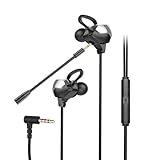 LCCEERD Gaming In-Ear-Kopfhörer mit Kabel, 3,5 mm, Gaming-Headset mit Mikrofon, Geräuschunterdrückung, Gaming-Headset für Handys, Tablets, Laptops, PCs (schwarz)