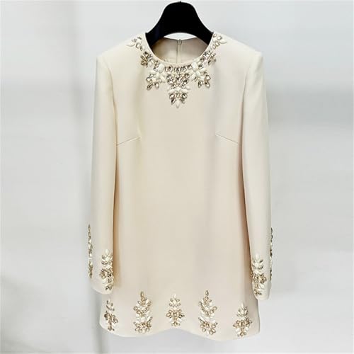 Women's Fashion Designer Dresses Long Sleeve Stunning Rhinestone Diamonds Beaded Dress2
