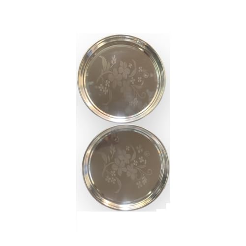 Smart Buy Stainless Steel Design Carving Finish Dinner Plates,Thali Diameter 12 inch Silver, Standard Heavy 22 Gauze Thali, 2 Plates