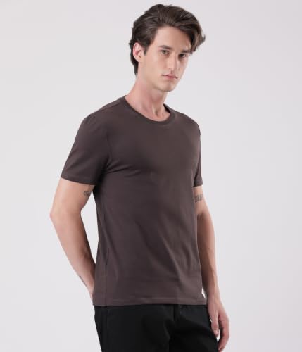 Image of TURMS Men's Anti Stain Casual T-Shirt Round Neck Half Sleeves | Anti Odor Water Repellent | Stretchable Cotton Rich Solid | Available in Plus Sizes