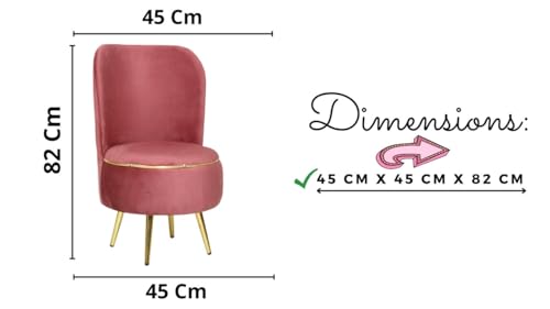 Image of Ottoman for Living Room, Velvet Round Foot Rest Stool, Metal Legs Chair for Sitting, Puffy for Bedroom & Makeup Room Decor | Chair (18 inchx18 inchx32 inch), Puffy (16 inchx16 inchx17 inch) | (Combo-Gajri)
