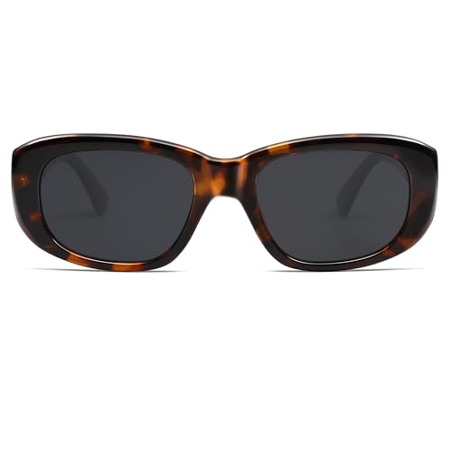 SOJOS Retro Large Rectangle Polarized Sunglasses Womens Mens Vintage Thick Chunky Frame 80s 90s Large Shades SJ23743