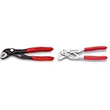 KNIPEX Tools Cobra Water Pump Pliers (8701150), 6-Inch,Red and KNIPEX Tools 86 03 125, 5-Inch Mini Pliers Wrench Bundle