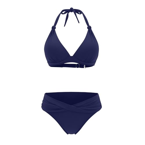 Maillot de bain push-up deux pièces taille haute bleu marine taille 12