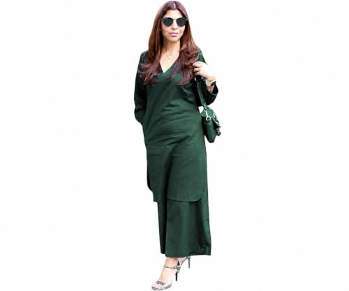 YUVVIK Women's 100% Pure Cotton Short Kurta Palazzo Set | S to 7XL Plus Size Solid Co-Ord Set for Women | Tunic Kurti with Palazzo Pants | Casual Office Wear Ethnic Outfit