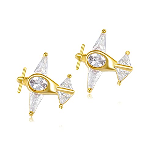Boucles d'oreilles avion en argent 925 prestige et zircons cubiques