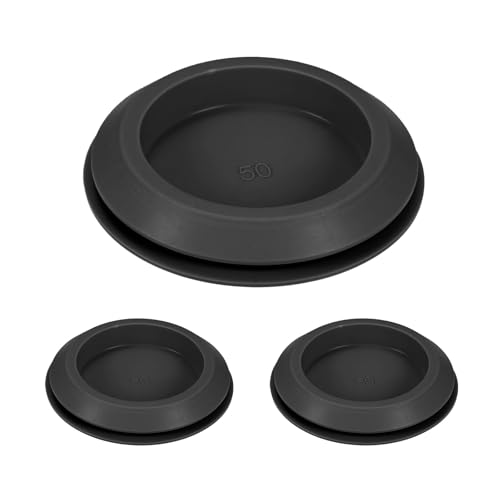 Image of M METERXITY 3-Packs Silicone Hole Plugs, Snap in Locking Hole Plugs for 50mm Hole, Round Hole Rubber Plug Kitchen Bulkheads Waterproof Sealing Plugs [Black]