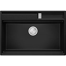 Fregadero Mueble 80 Fregadero Cocina Negro 78x53 cm, Fregadero Granito 1 Seno + Kit de Drenaje, Fregadero al mueble 80cm, Fregadero Empotrado de Primagran