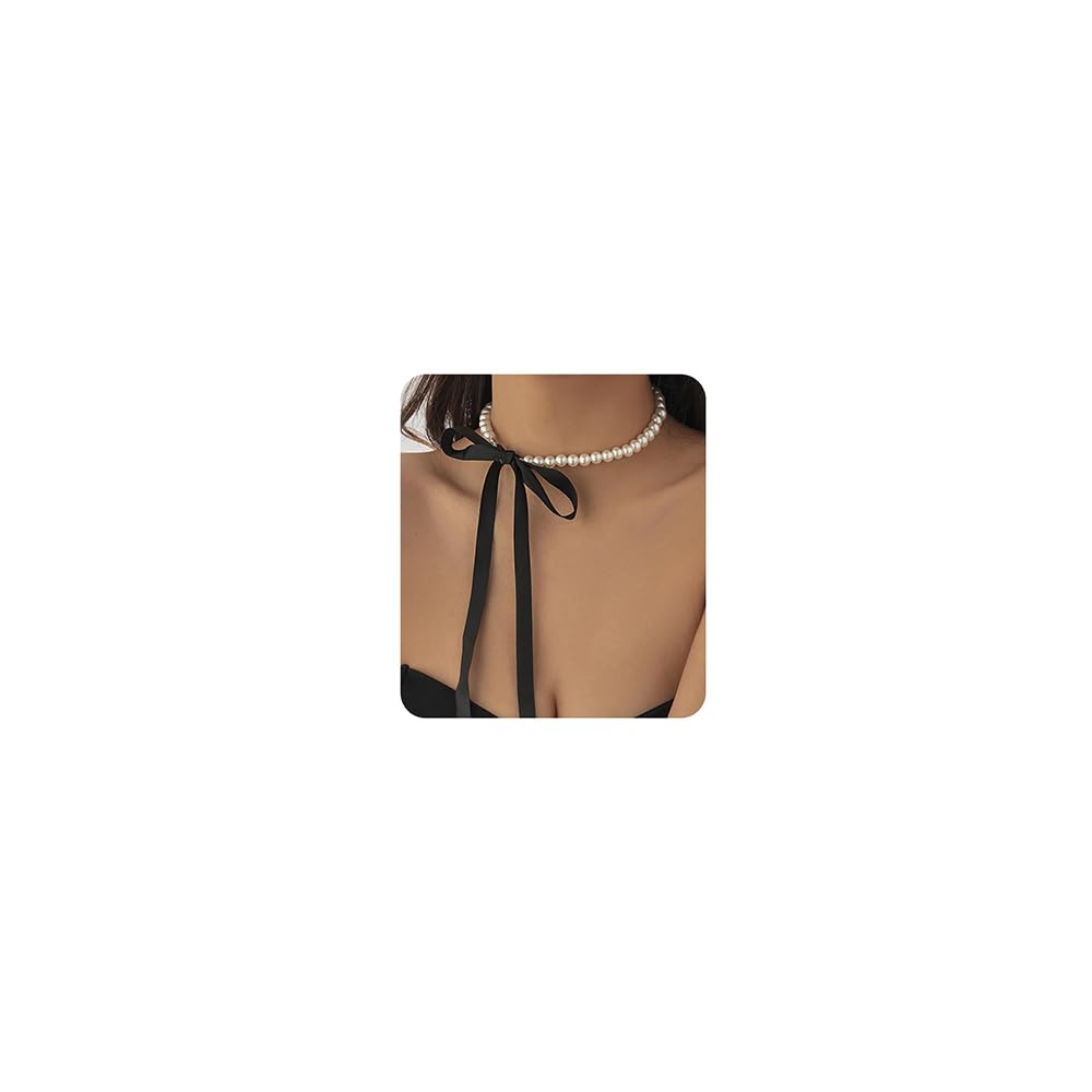 Amazon.com: Wiwpar Punk Pearl Beaded Choker Necklace with