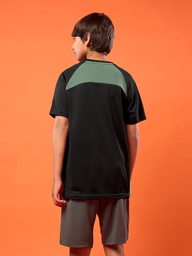 Image of TECHNOSPORT Boy's Polyester Slim Fit Crew Neck Half Sleeve T-Shirt with Technocool+, Anti Microbial Propeties for Sports and Regular Use