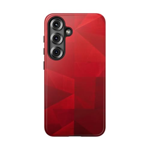 Coque Samsung S25 rigide brillante avec motif géométrique abstrait rouge
