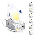 Ensenior 6 Pack 4 Inch Ultra-Thin LED Recessed Light with Junction Box, 2700K-6000K Selectable, 9W 75W Eqv, Dimmable, 750LM High Brightness - ETL Certified