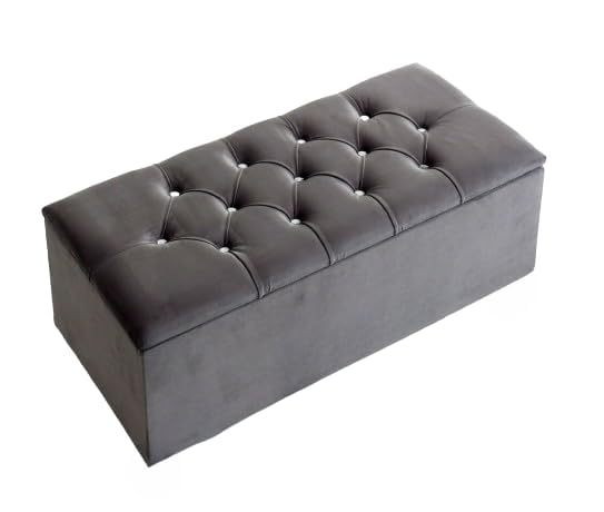 luxisleepltd Spanish,Tufted Ottoman Bench, Handcrafted in the UK, Various Fabrics, Footstool/Storage,Buttons (Teal, Large)