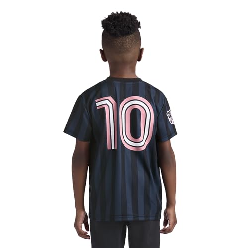 Image of Messi Boys' Lifestyle Short Sleeve Top, Loose-fit V-Neck Shirt with Logo, Comfortable