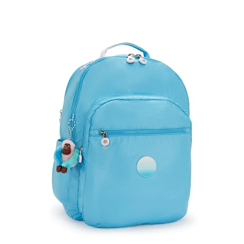 Image of Kipling Seoul Extra Large Metallic 17 inch Laptop Backpack Sea Blue Met