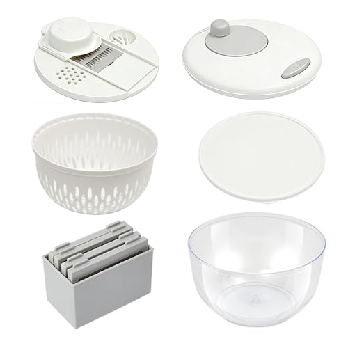 Lodoot Versatile centrifuga per insalata e robot da cucina con funzione grattugia spremiagrumi grande capacità 5L per Quick Dr